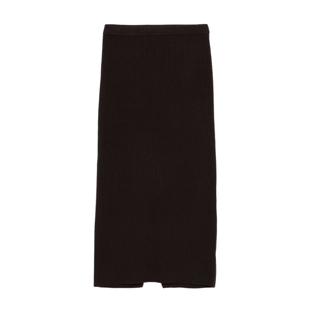Twinset Women's Black Midi Skirts, L, Ribbed Knit Midi Skirt