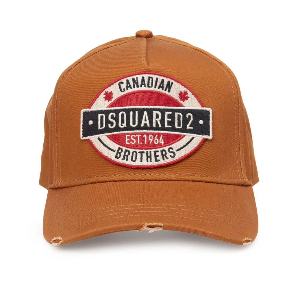 Dsquared2 Herr Orange Accessoarer One Size, Bomull, Bomull Baseballkeps Med Logo Patch