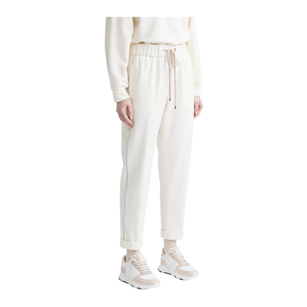 PESERICO Katoenen jersey joggers White Dames
