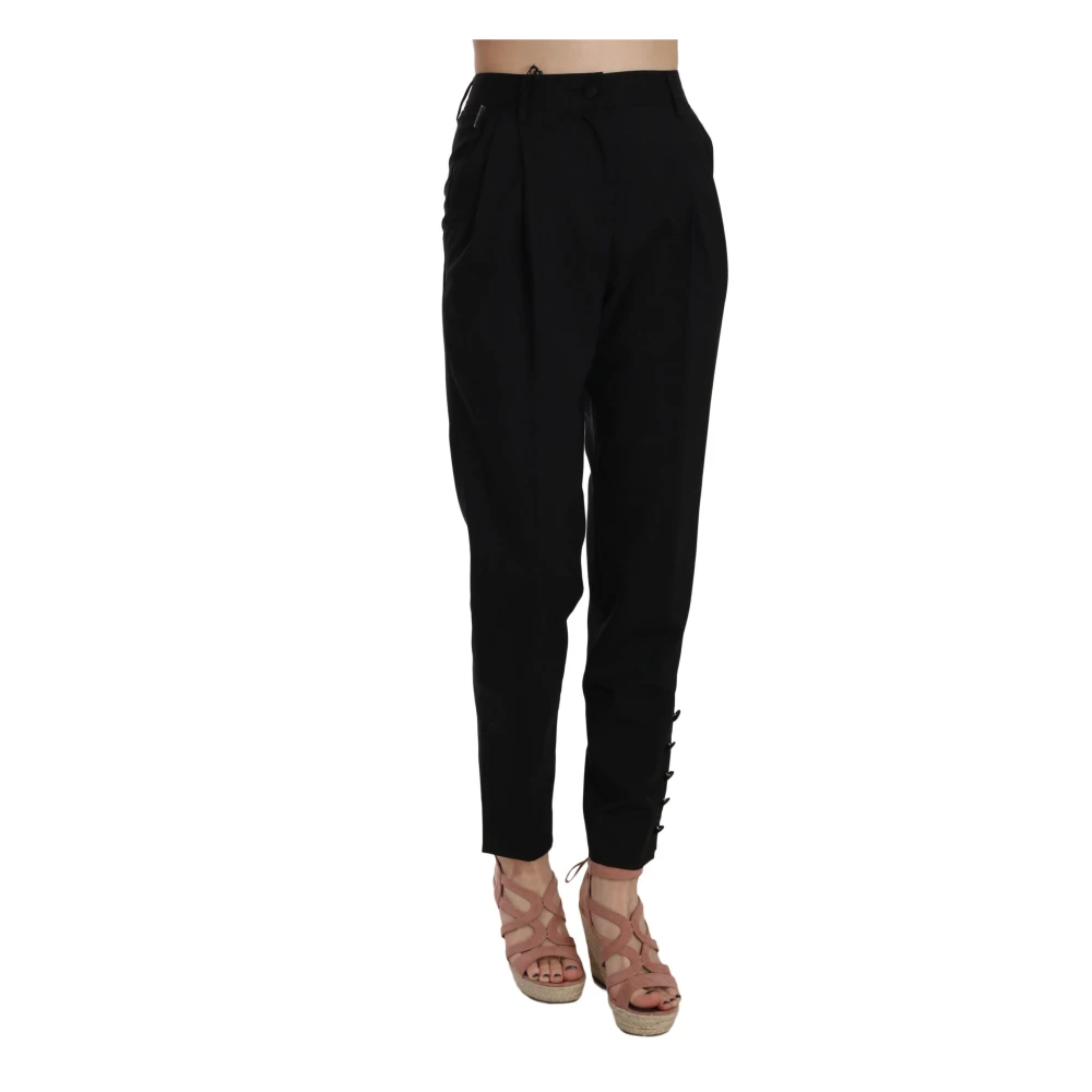 Dolce & Gabbana Women's Black Elegant Pleated Tapered Pants