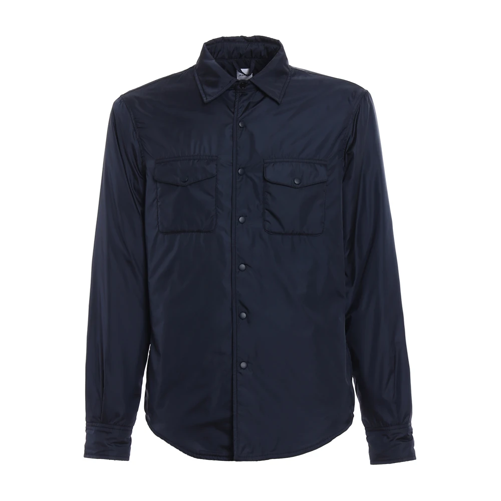 Aspesi Militaire Stijl Nylon Overhemd Blue Heren