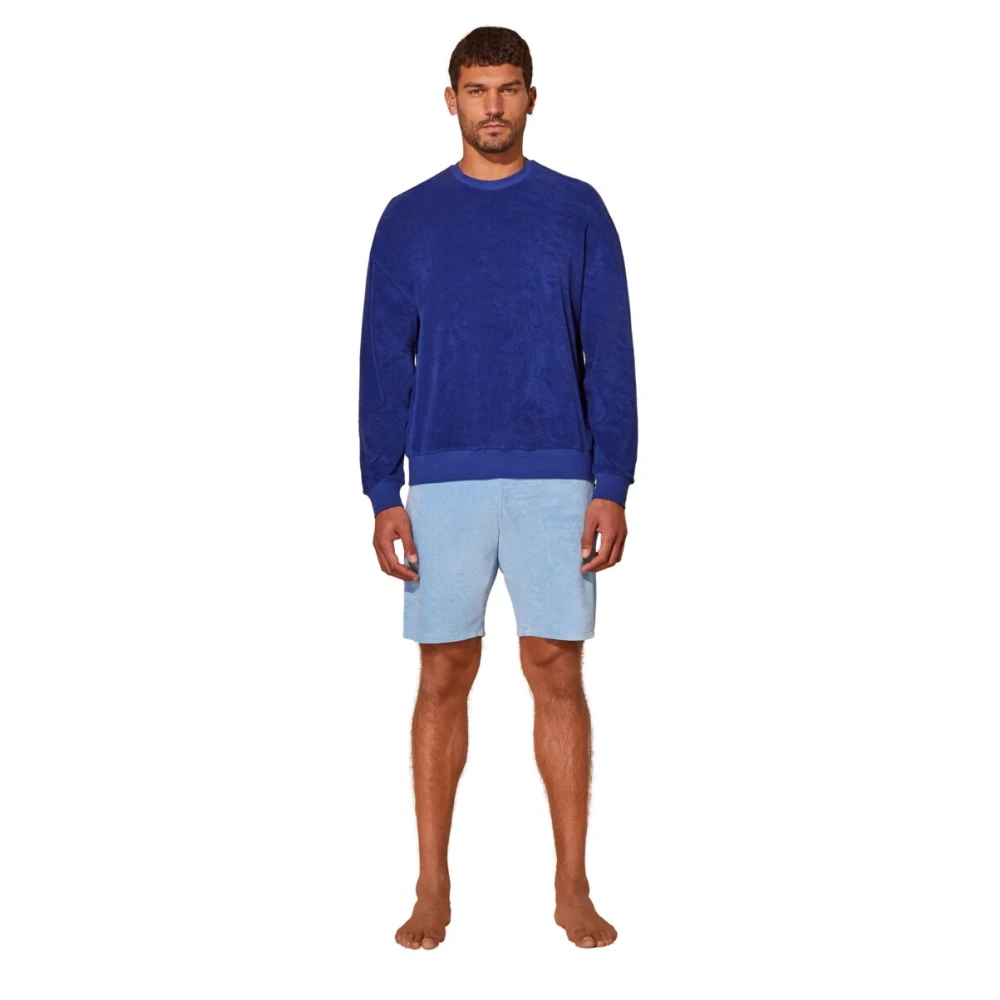 Vilebrequin Solid Terry Unisex Sweatshirt Blue Heren