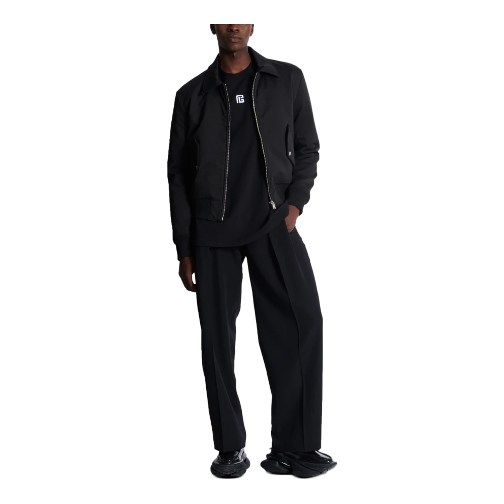 Balmain PB geborduurd T-shirt Black Heren