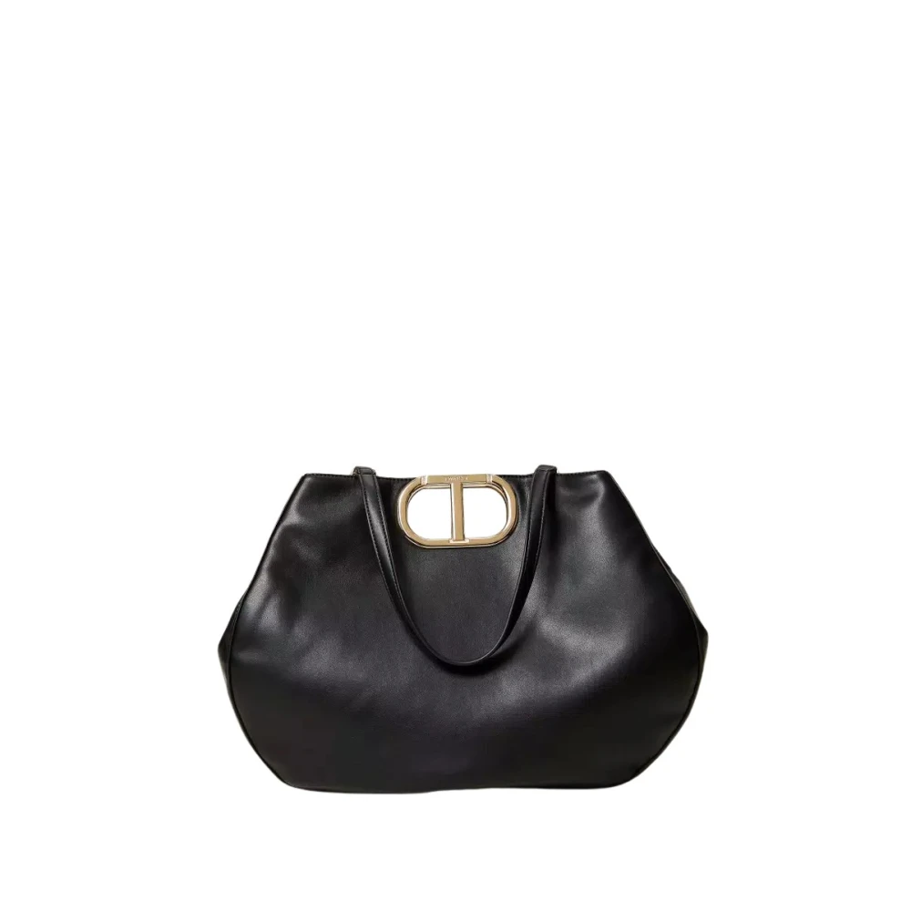 Twinset Paarse Shopper Tas met Ovaal Handvat Black Dames