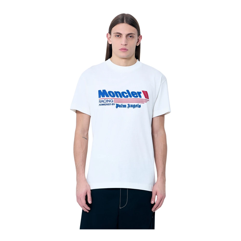 Moncler Katoenen Jersey Logo Print T-Shirt White Heren
