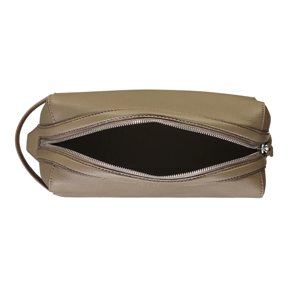 Brioni Leren Toilettas Beige Heren