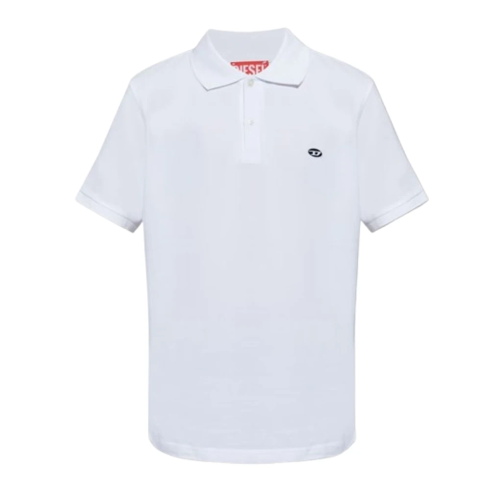 Diesel Slim Fit Katoenen Piqué Polo Shirt White Heren