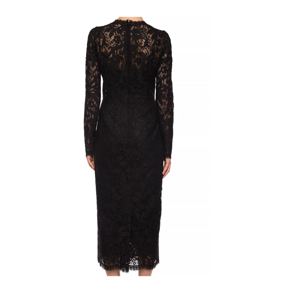 Dolce & Gabbana Bloemmotief kanten jurk Black Dames