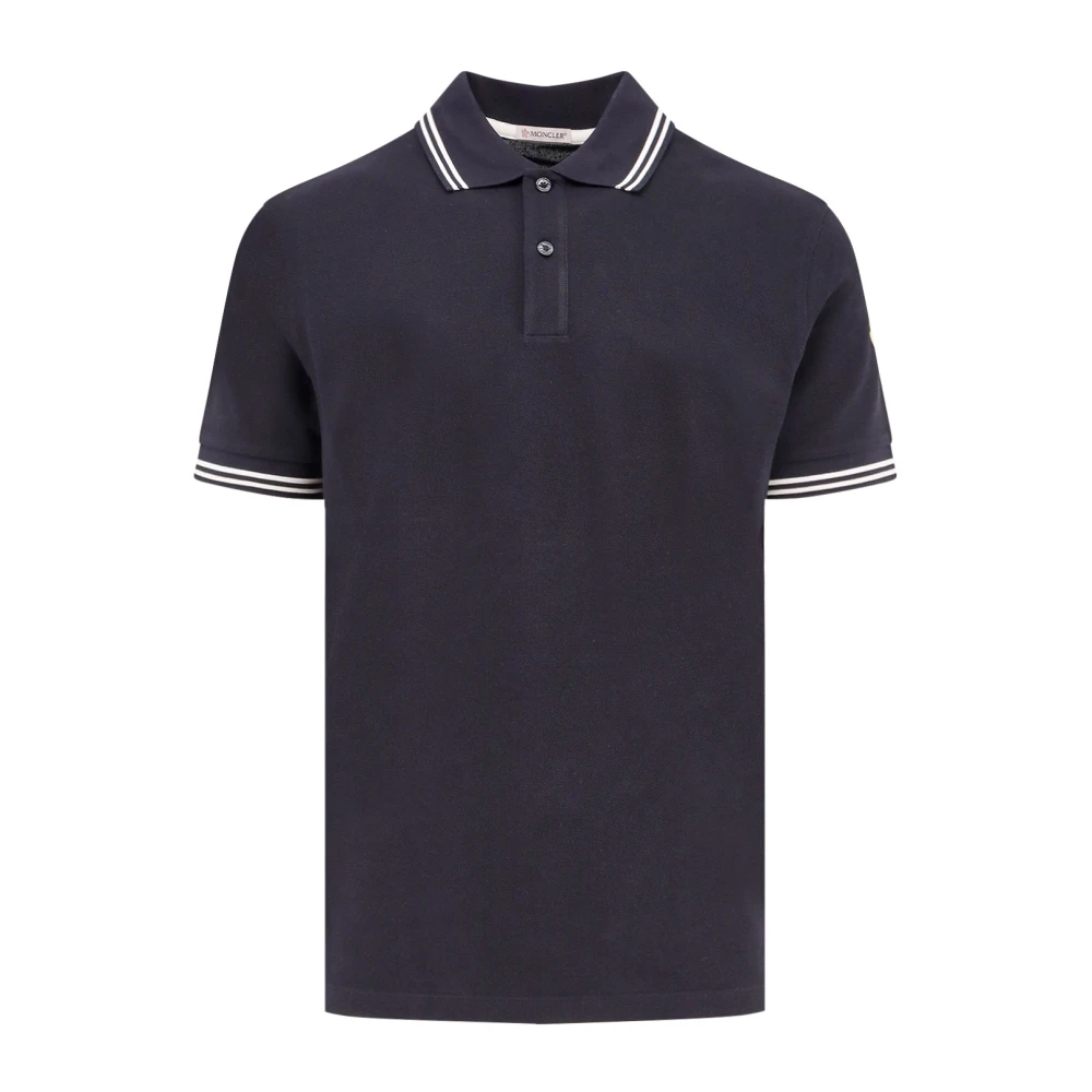 Moncler Polo met Contrasterend Profiel Blue Heren