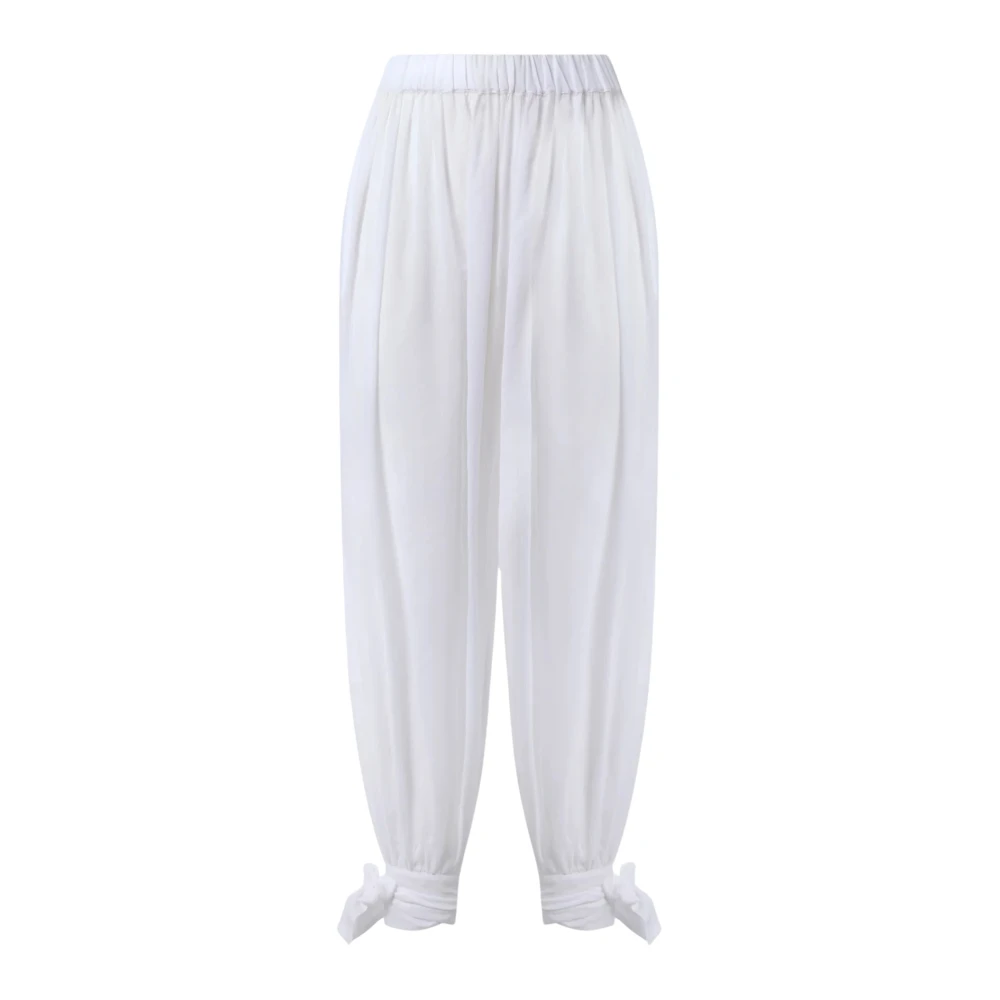 Andamane Women's White Wide Trousers, S, Noor Trousers Tied Up Maxi Trousers