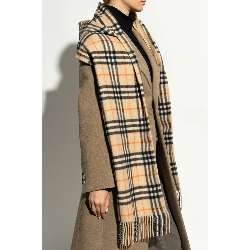 Burberry Kasjmier capuchon met sjaal Beige Unisex