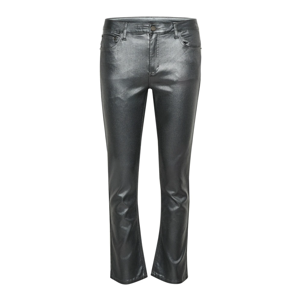 Kaffe Grijze Glitter Twill Cropped Jeans Gray Dames