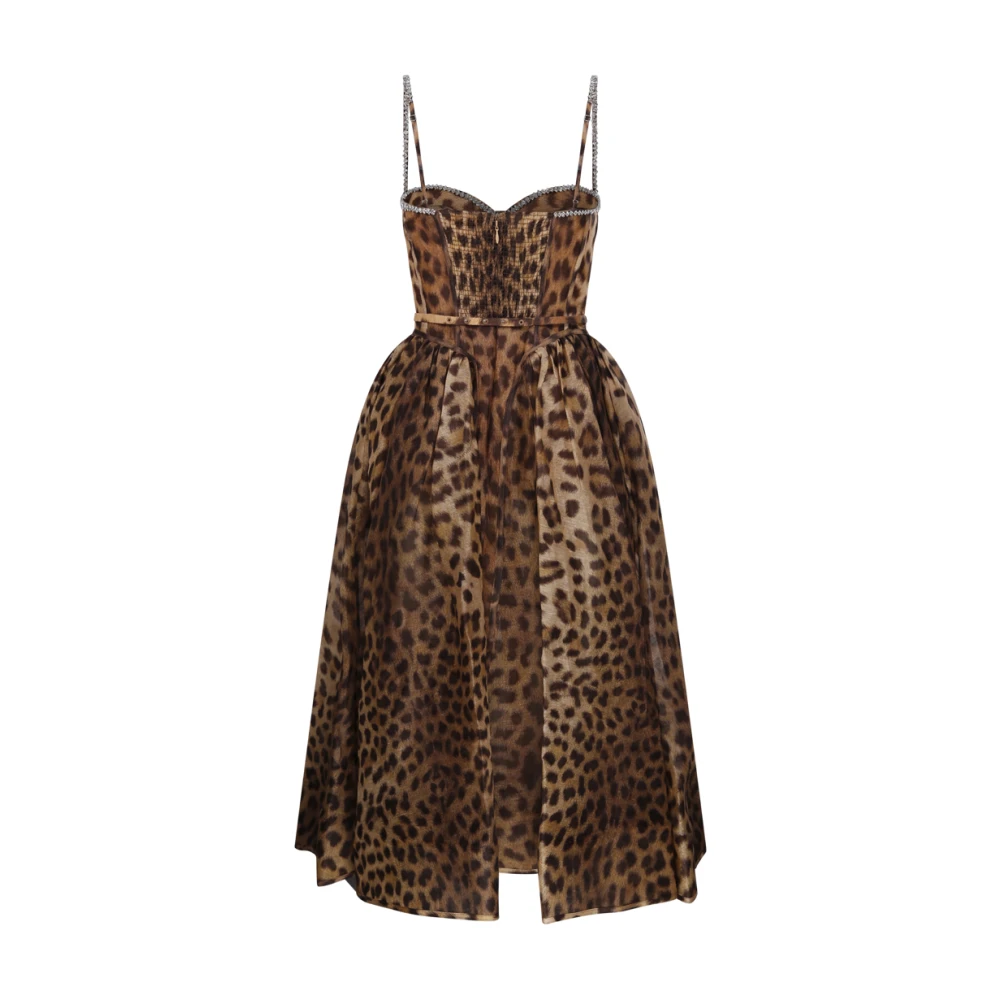Zimmermann Luipaard Panel Midi Jurk Brown Dames