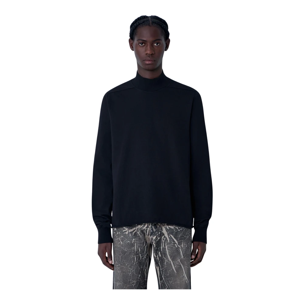 Rick Owens Black Cotton Jersey Highneck Sweatshirt - Male - Sweatshirts - Xl - Sweatshirts & Hoodies