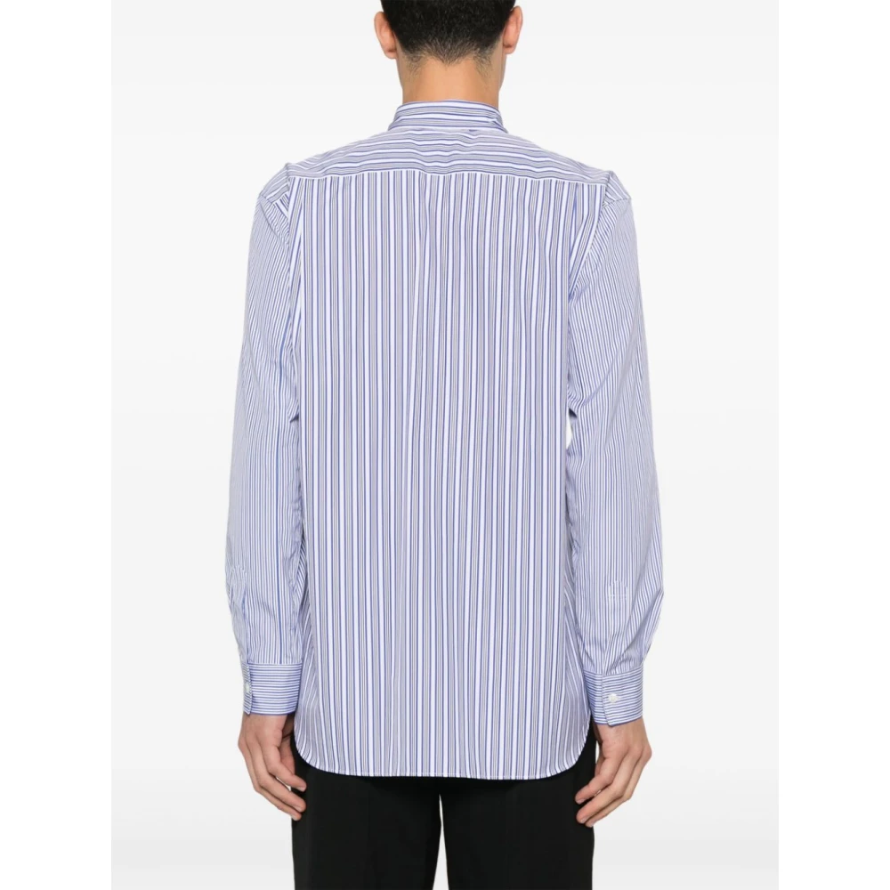 Comme des Garçons Gestreept katoenen overhemd met klassieke kraag Blue Heren