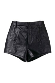 Svarta läder shorts med hög midja