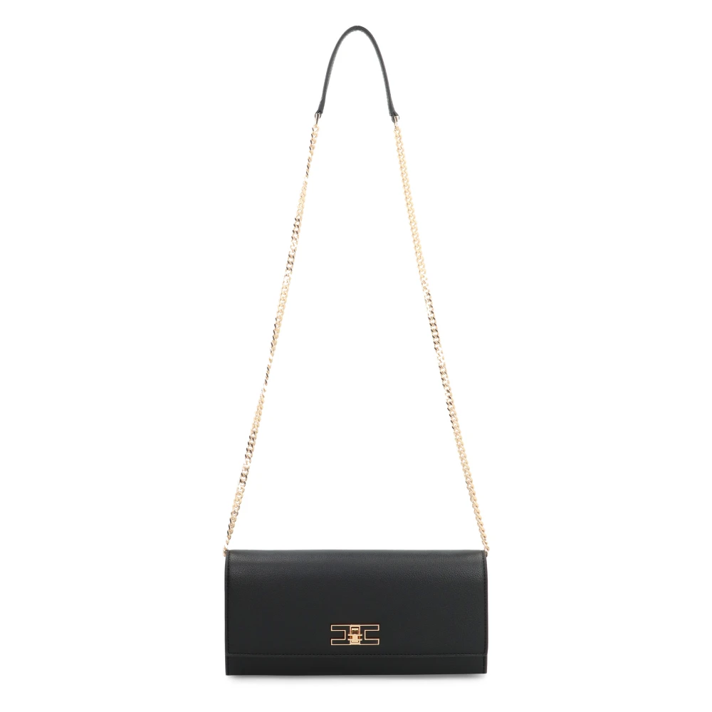 Elisabetta Franchi Stijlvolle Faux Leren Crossbody Tas Black Dames