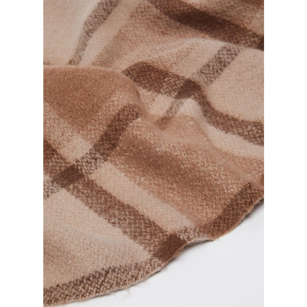 Liu Jo Geruite Jacquard Sjaal met Franjes Brown Dames