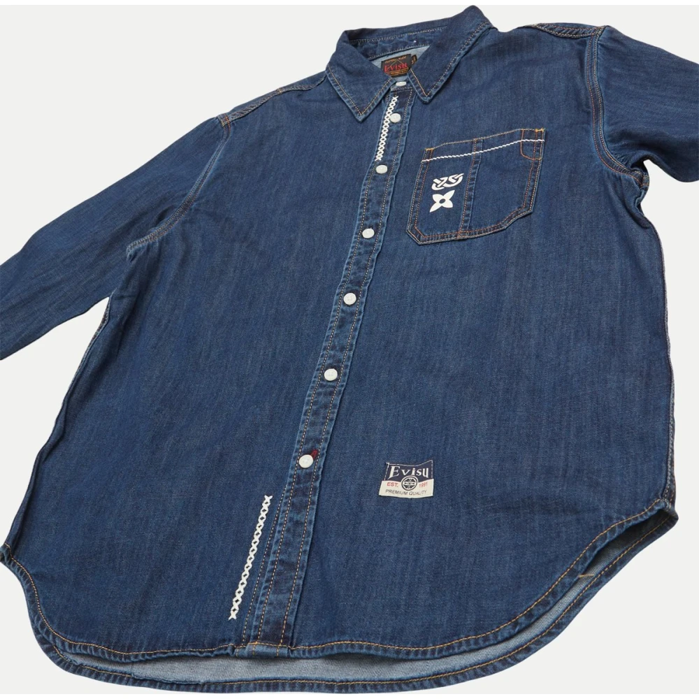 Evisu Indigo Denim Jack Regular Fit Blue Heren