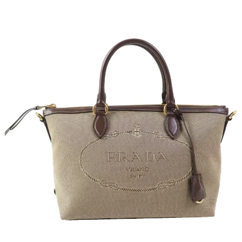 Prada Vintage Pre-owned Canvas handbags Beige Dames