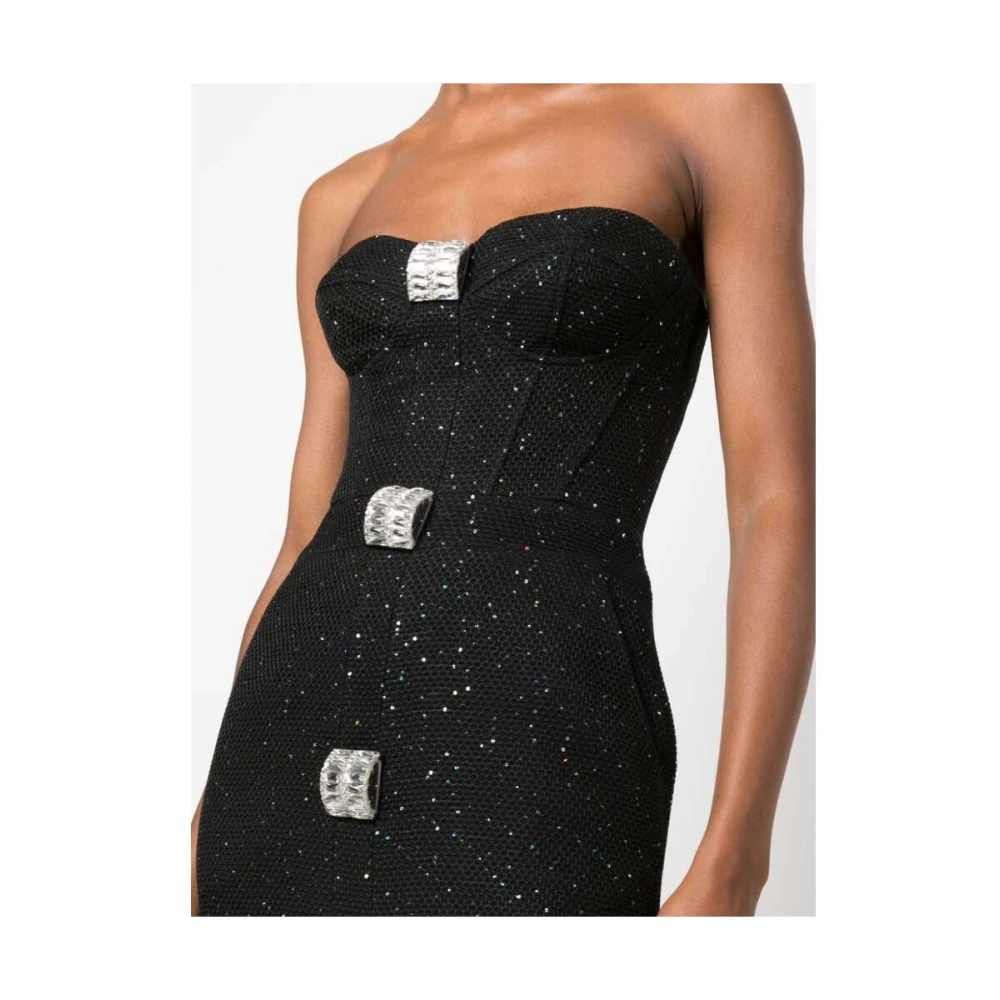 David Koma Strapless midi-jurk met kristalapplicatie Black Dames