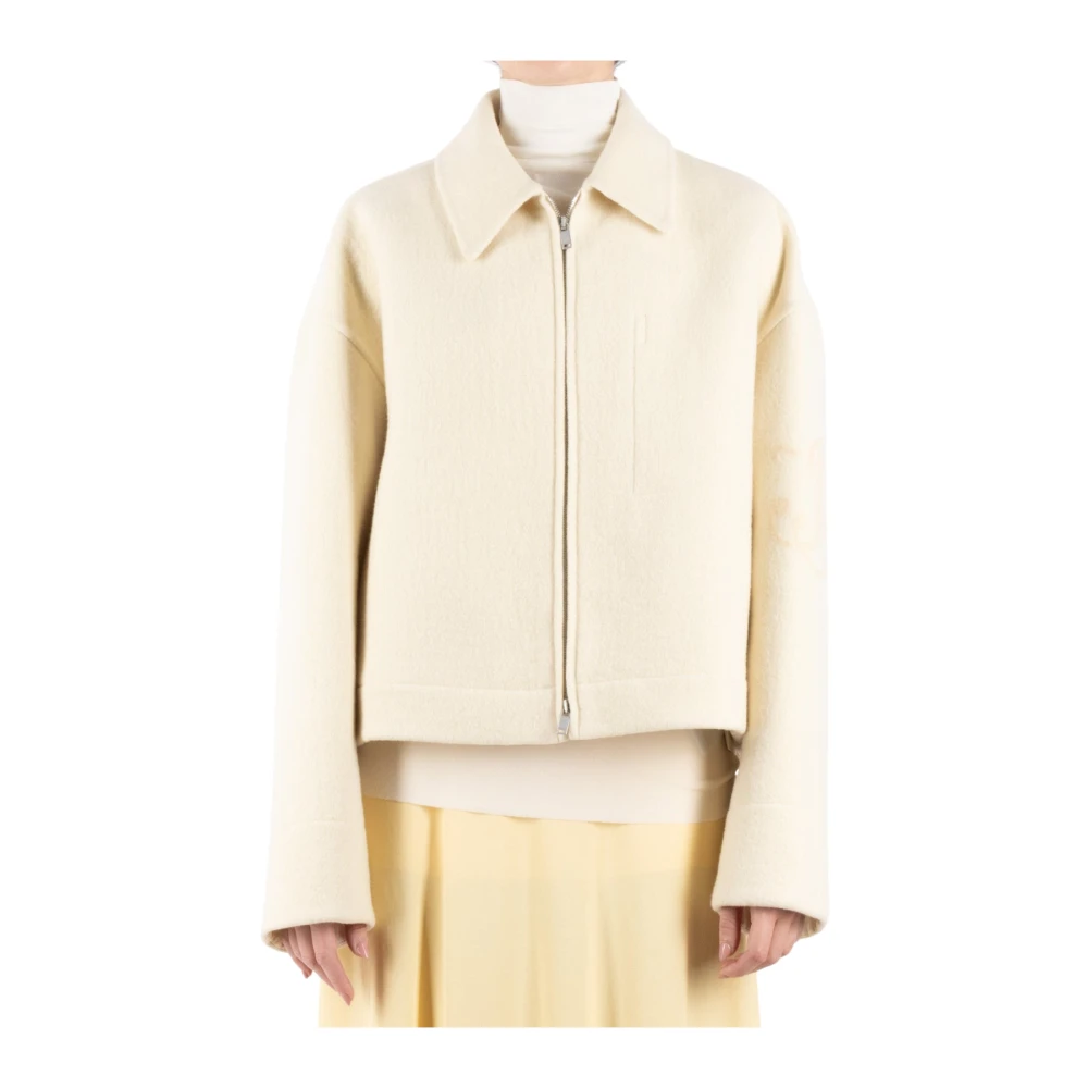 Jil Sander Parel Wollen Jas White Dames