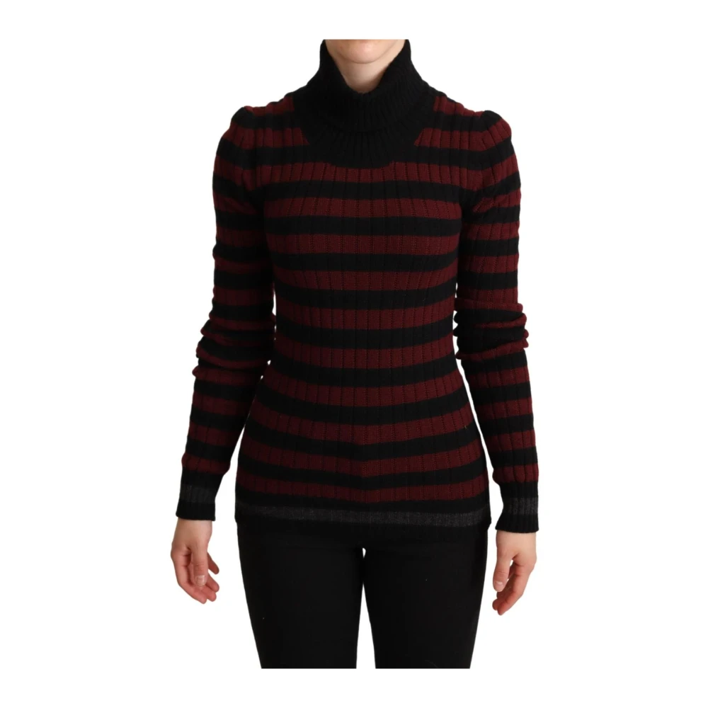 Dolce & Gabbana Black Red Striped Wool Pullover Jumper - Female - Turtlenecks - Multicolor - S - Knitwear - Image 3