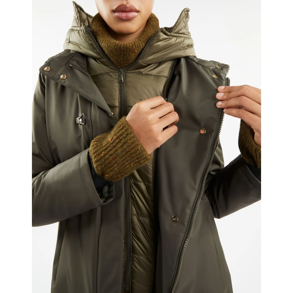 Fay Gabardine Toggle Coat Green Dames