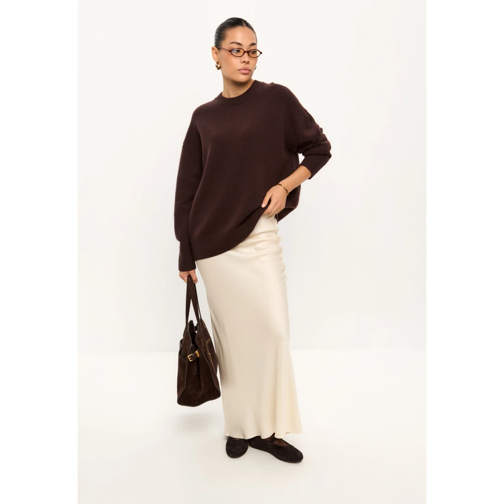 Cesare Gaspari Klassieke Crew Neck Sweater Mulan Bruin Brown Dames