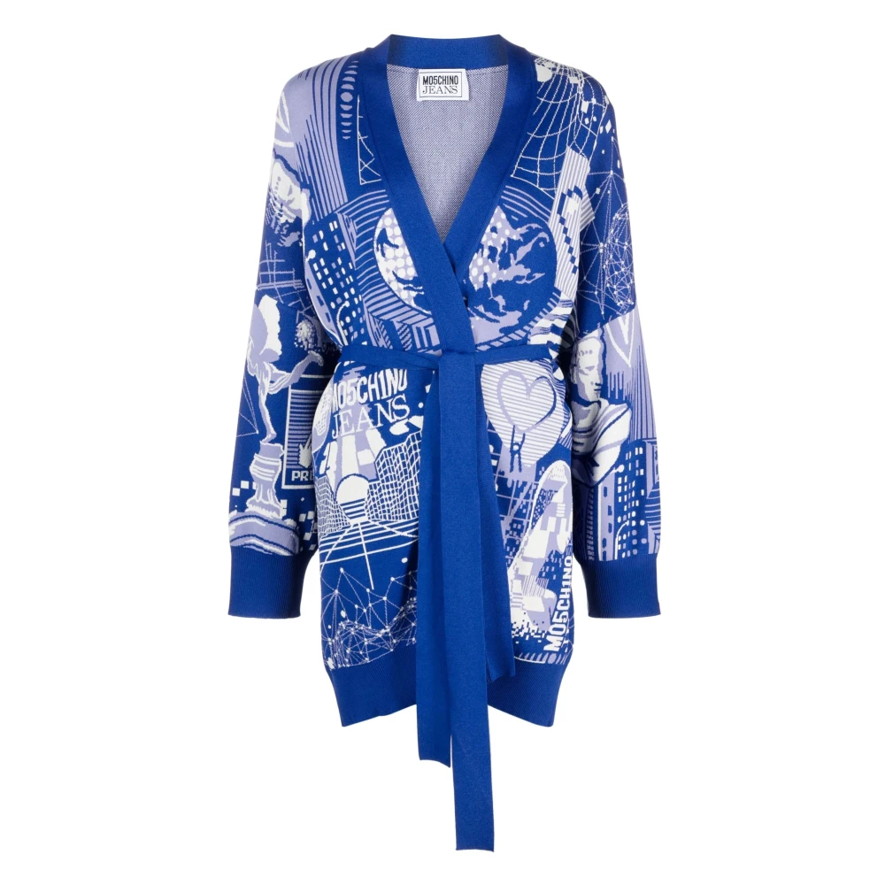 Moschino Blauwe Viscose Cardigan Sweater Blue Dames