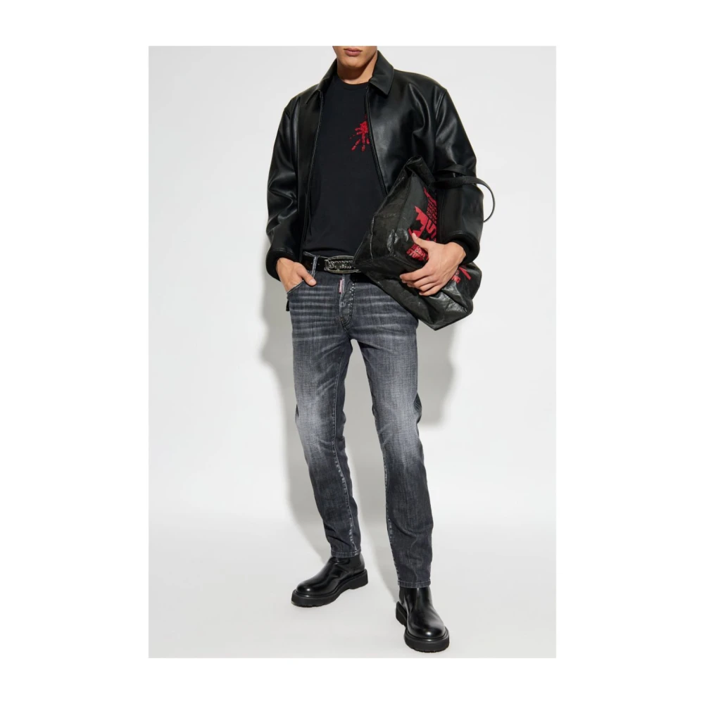 Dsquared2 Zwarte Vervaagde Stretch Katoenen Jeans Black Heren