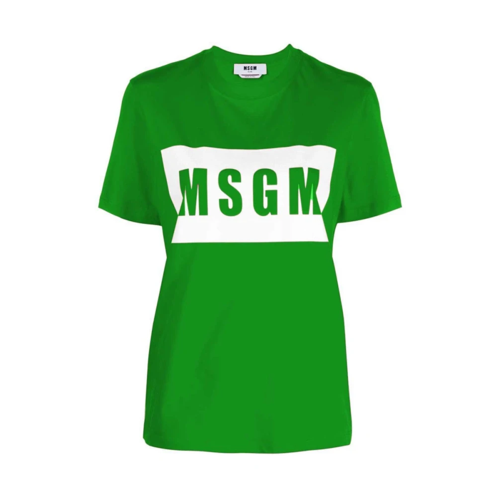 Msgm Women's Green Cotton T-Shirt For - T-Shirts - Xs - Tops
