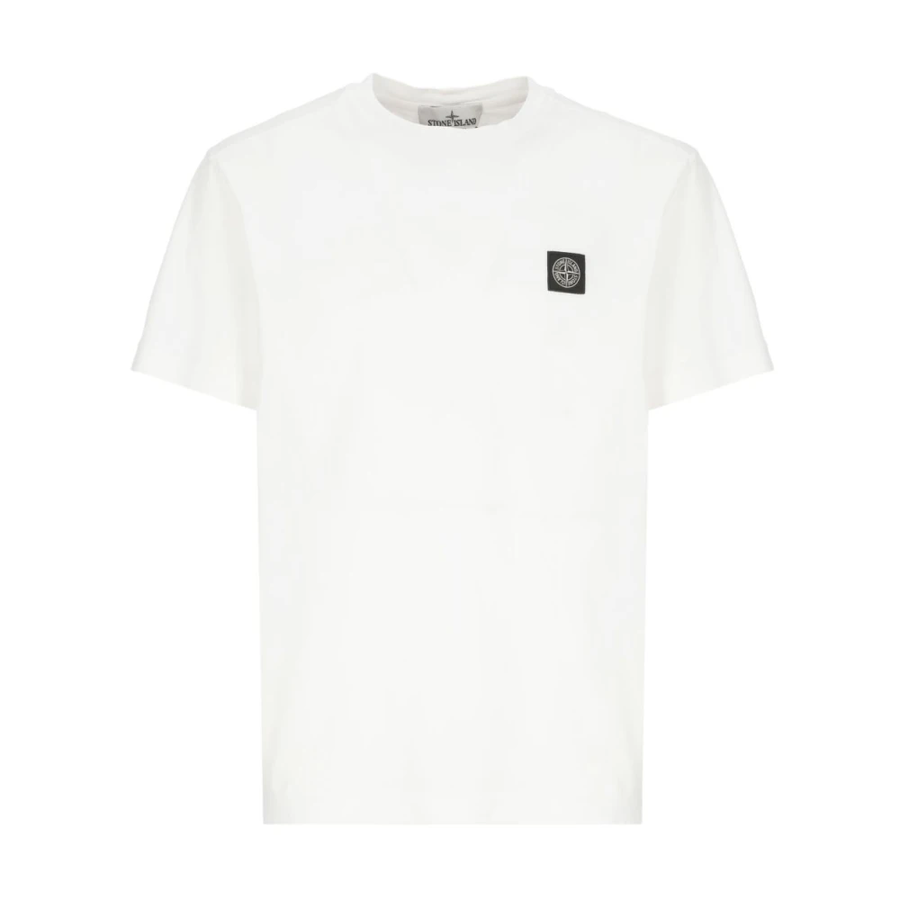 Stone Island , T-Shirts, Male, White, Xl, T-Shirt Con Applicazione
