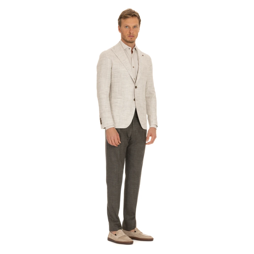 Tagliatore Single-breasted jas met peak revers Beige Heren