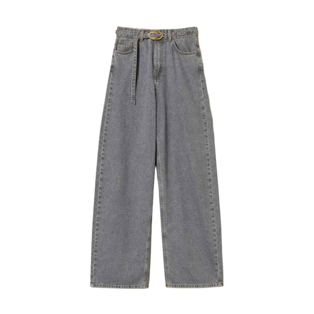 Twinset Wide Jeans - Female - Wide Jeans - Gray - W24 - Jeans
