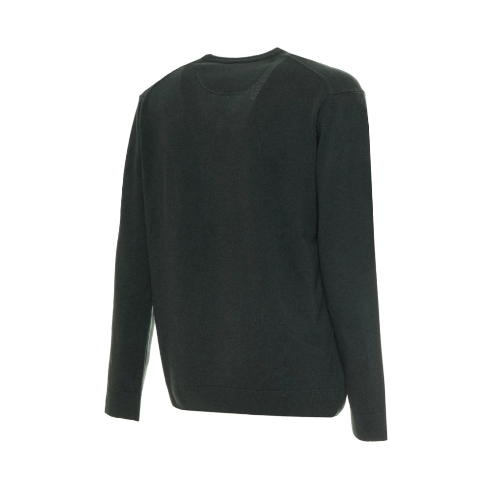 Sergio Tacchini V-hals Wollen Trui met Zichtbaar Logo en Geribbelde Boorden Green Heren