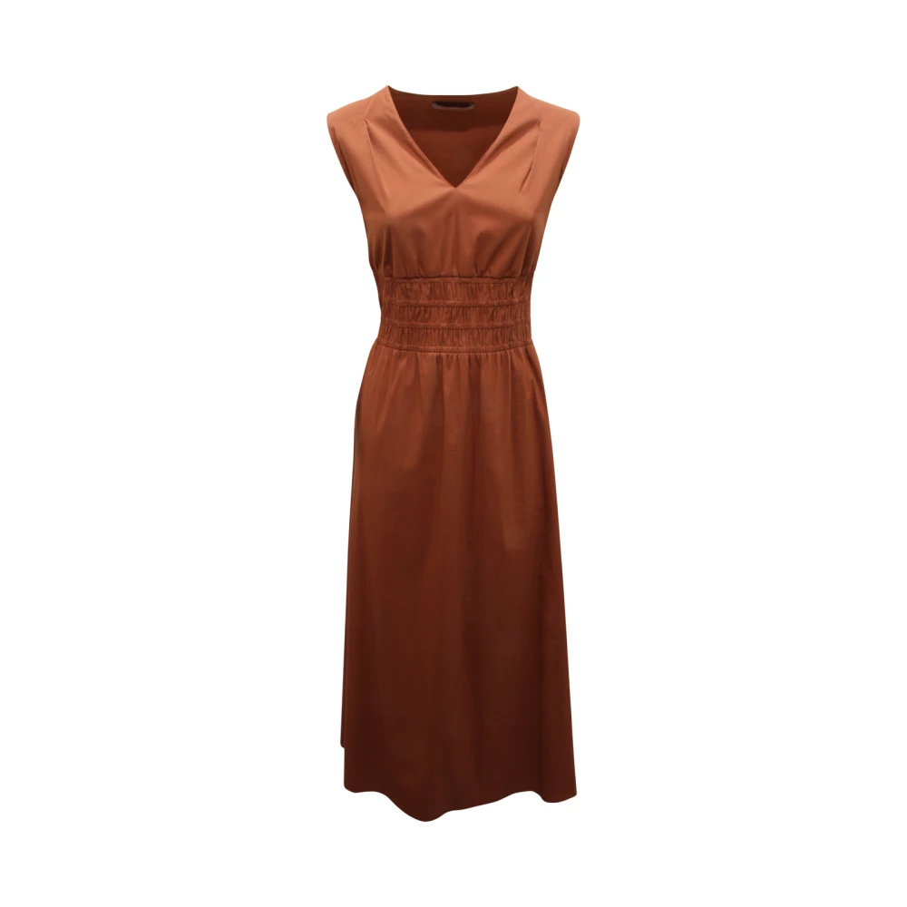 D.exterior Women's Brown 60612 Poplin V-Neck Dress - Midi Dresses - M - Dresses