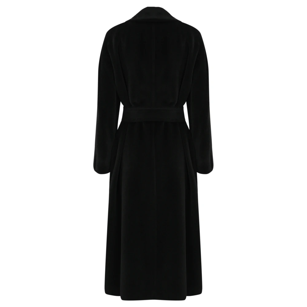 Max Mara Studio Zwarte Alpaca Wol Kimono Jas Black Dames