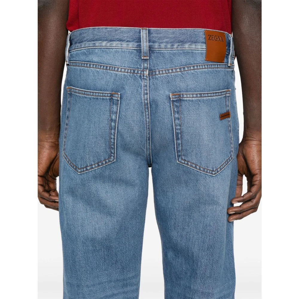 Z Zegna Blauwe Denim Jeans Klassieke Pasvorm Blue Heren