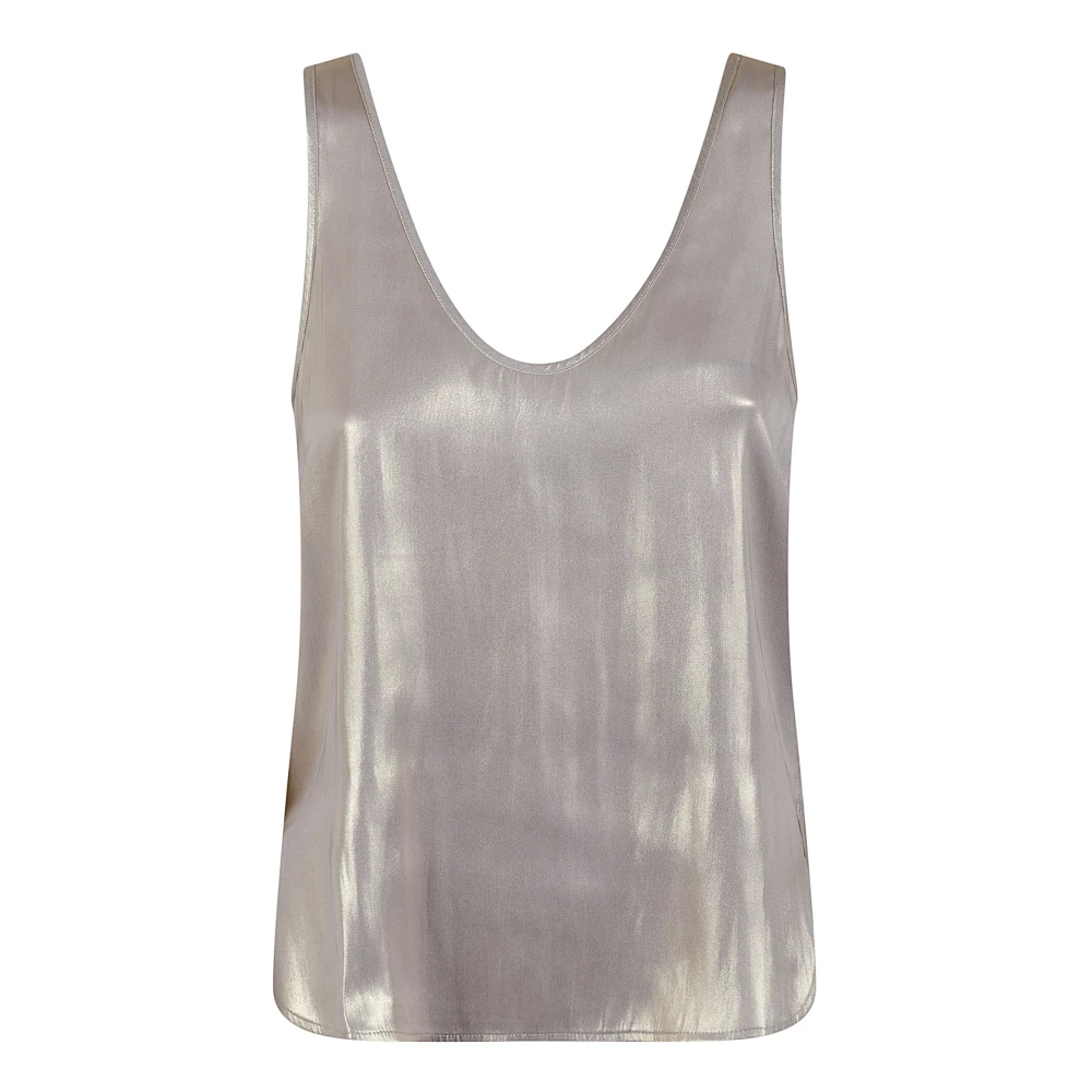 Zadig & Voltaire Guld Lurex Topp med Ikonisk Strass Gray, Dam