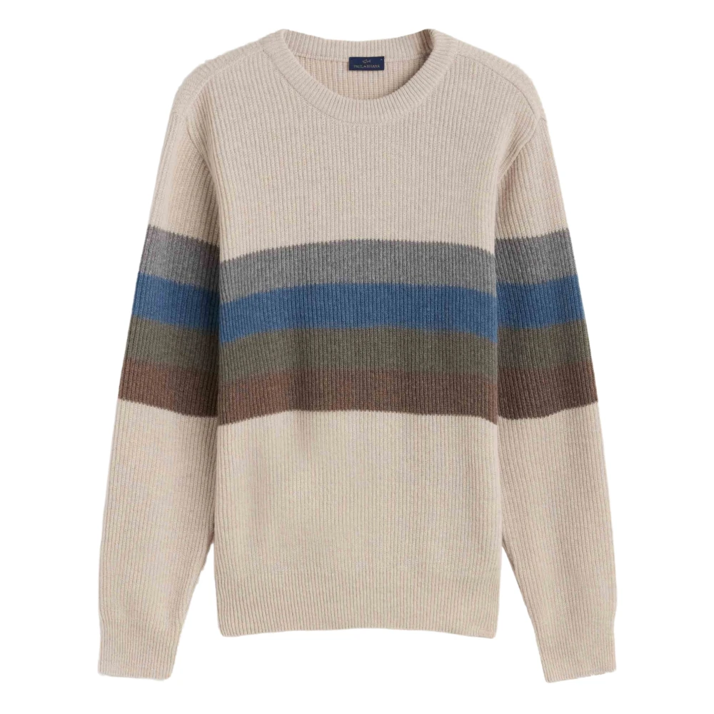 PAUL & SHARK Gestreepte Gebreide Trui Beige Heren