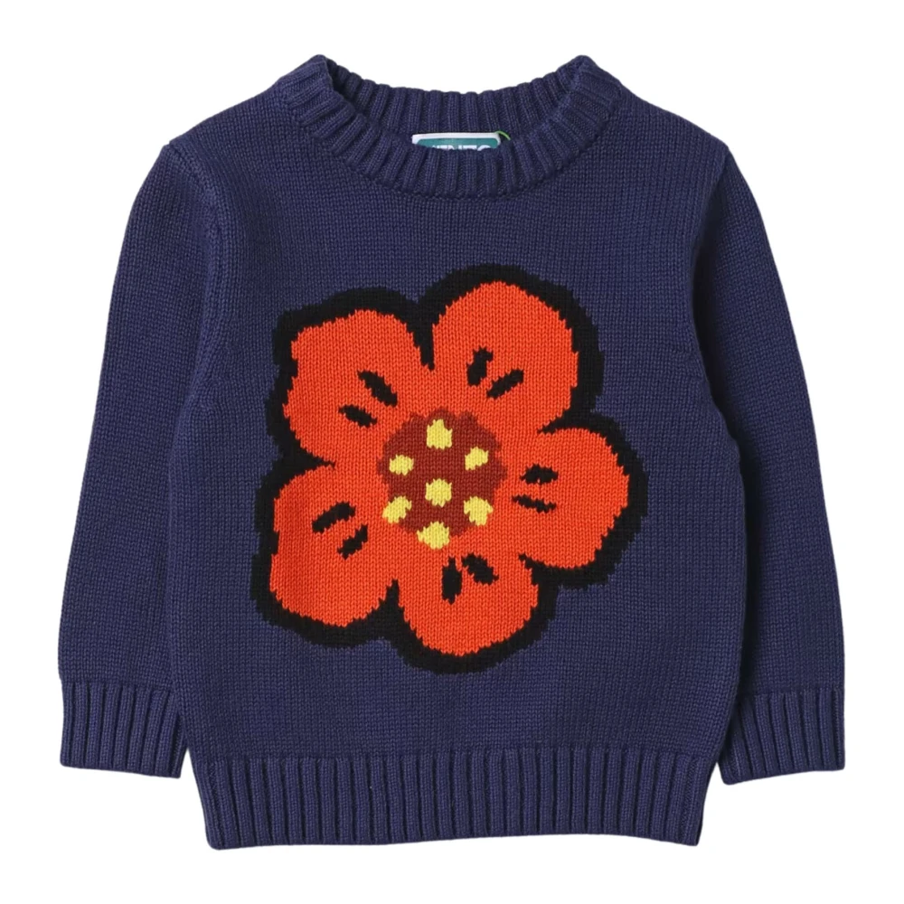 Kenzo Blå Stickad Blommig Tröja Blue, Flicka