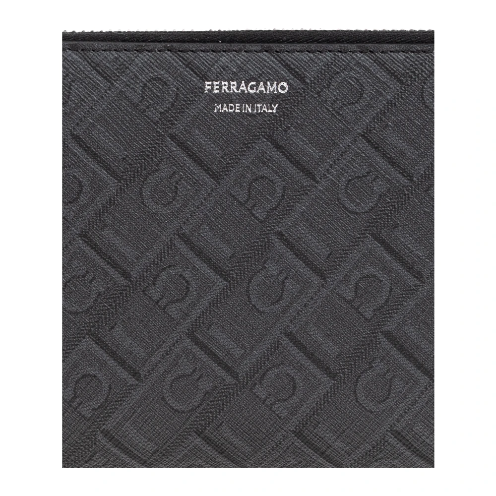 Salvatore Ferragamo Canvas portemonnee met monogram Gray Heren