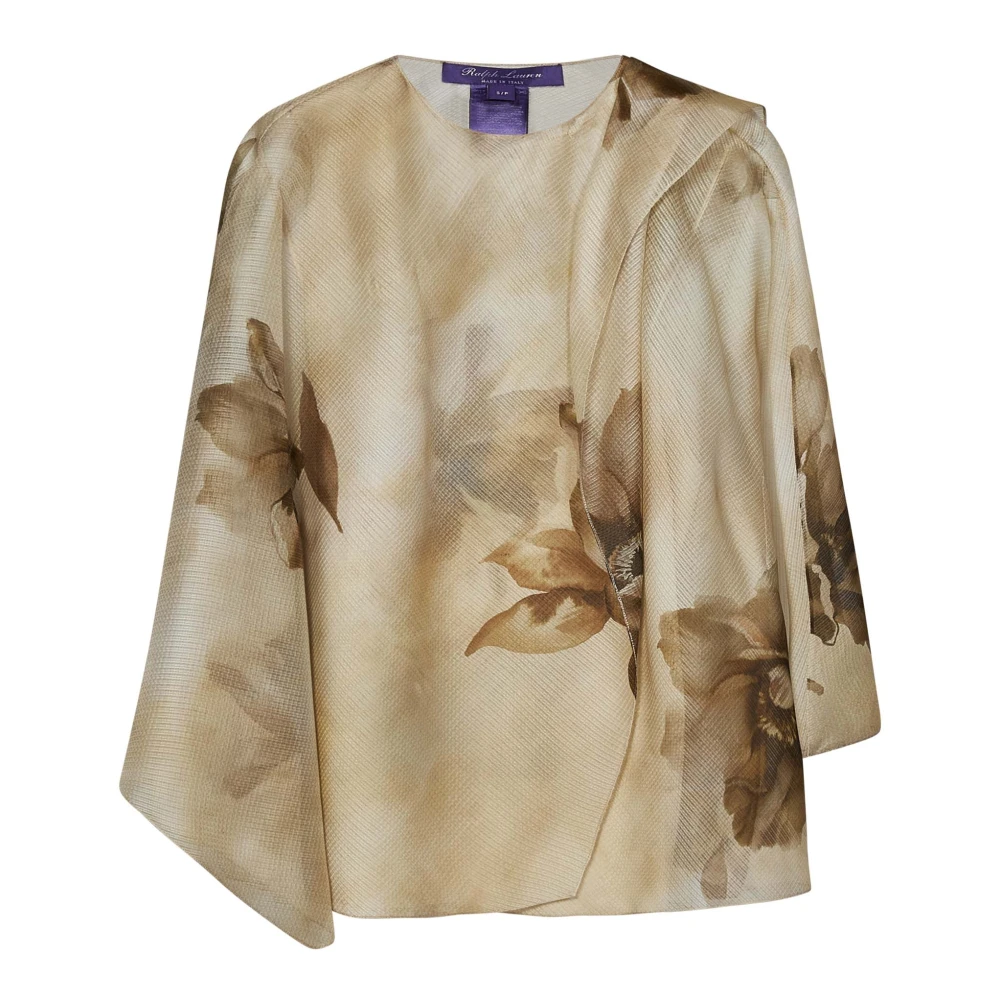 Ralph Lauren Asymmetrische Blouse met Ruches Beige Dames