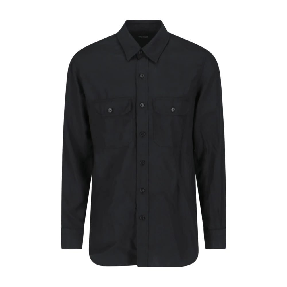 Tom Ford Zwarte overhemd met zakdetail Black Heren