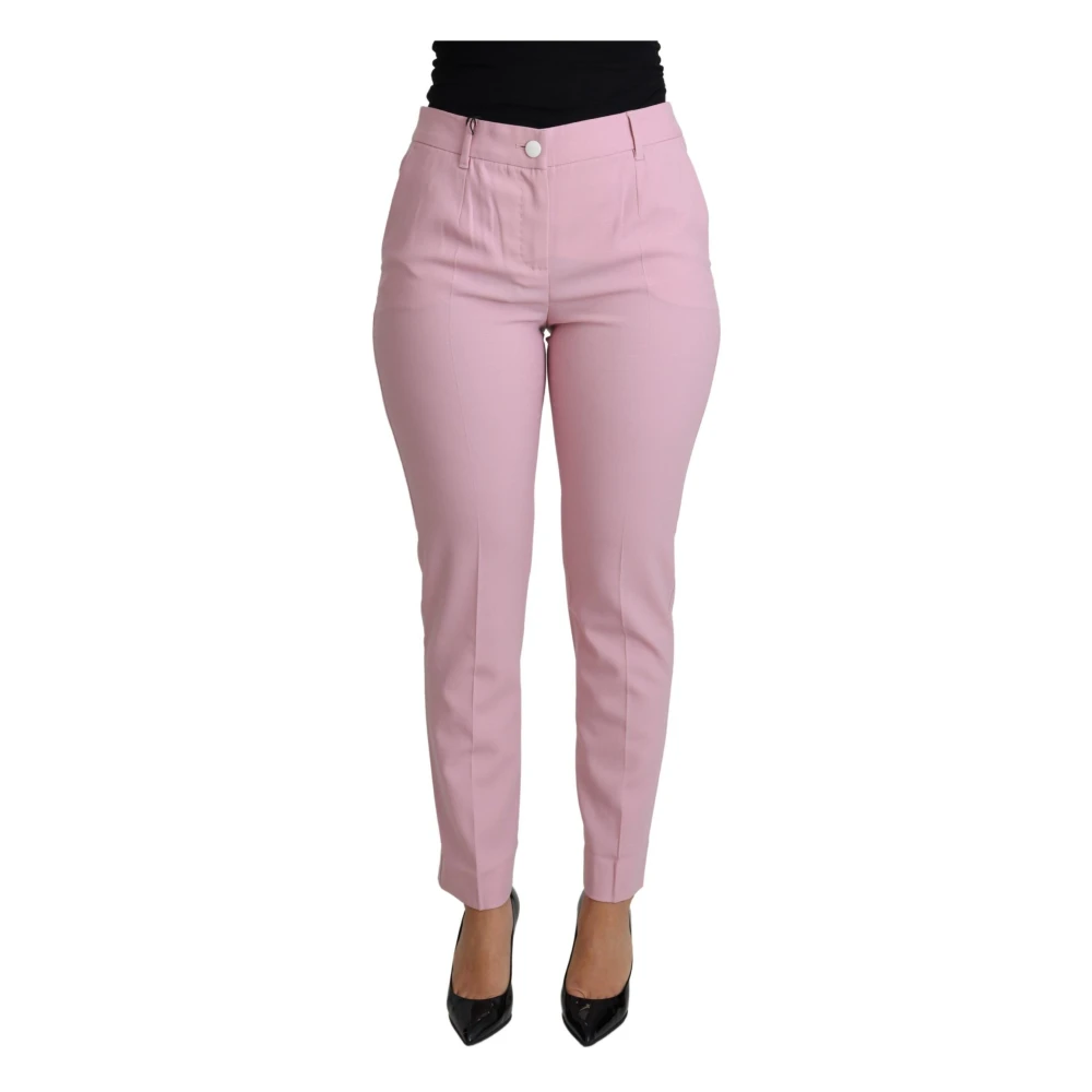 Dolce & Gabbana Women's Pink Chinos,, Virgin Wool Tapered Trouser Trousers 3XS