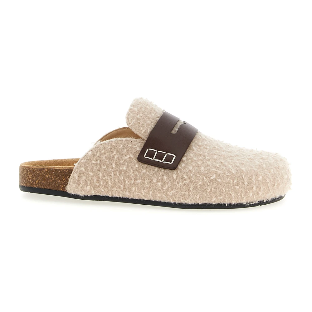 Jw Anderson Women's Beige Felt Loafer Mules
