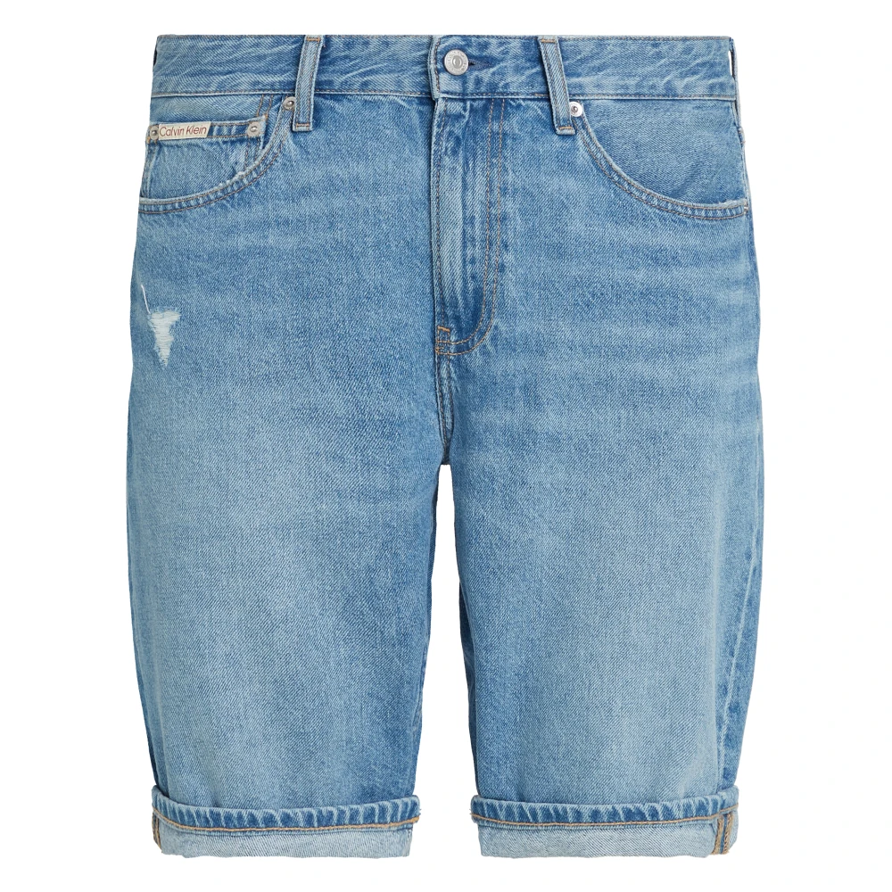 Calvin Klein Men's Blue Denim Shorts, W32, Regular Fit Zipper Closure Jeans