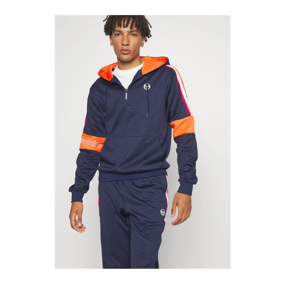 Sergio Tacchini Logo Cross Hoodie Blauw Blue Heren
