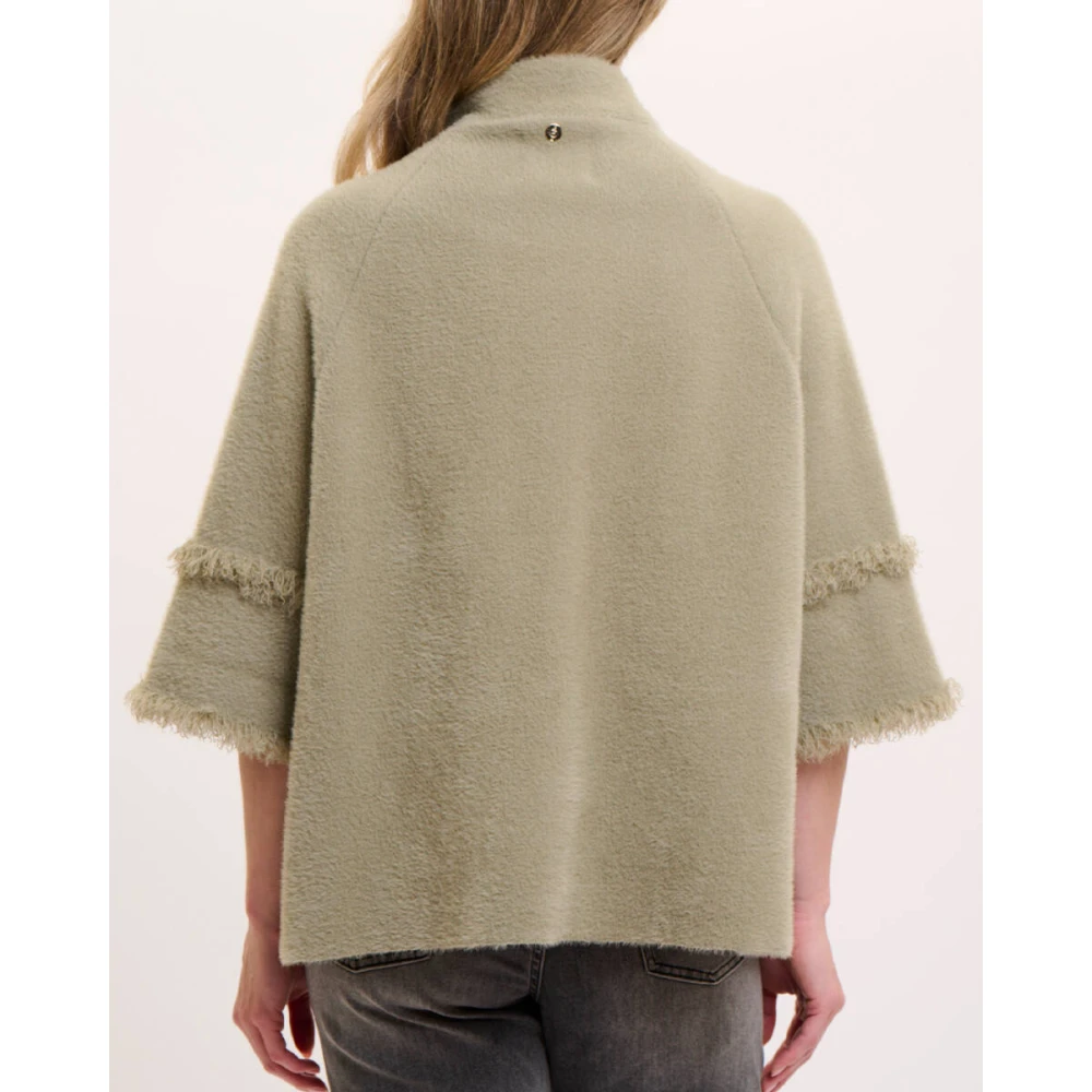 Rino&Pelle Cape Vest met Franje Detail Green Dames